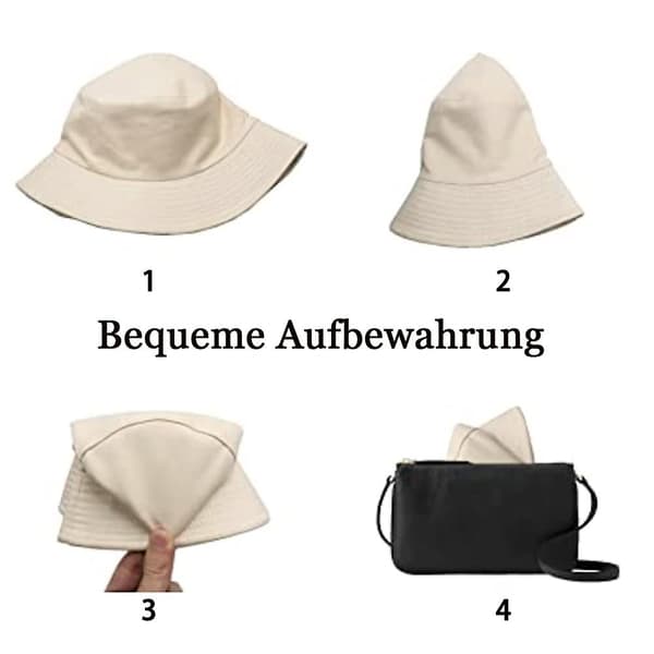 Fiskehatte til damer, solhat, strandhat, fiskerhat, sommerhat, udendørshat, foldbar og vendbar Creme farben
