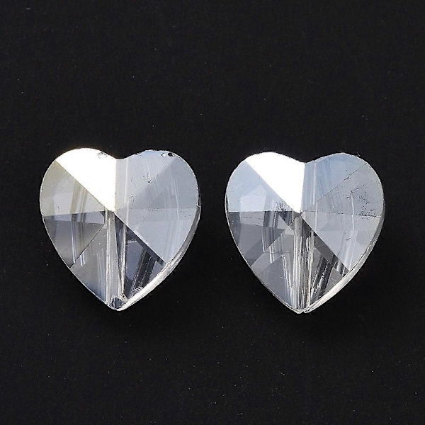 10 kpl Galvanoidut lasihelmet AB-väripinnoitetut Facetoidut sydämet Kirkas AB 14x14x8,5mm Reikä: 1mm