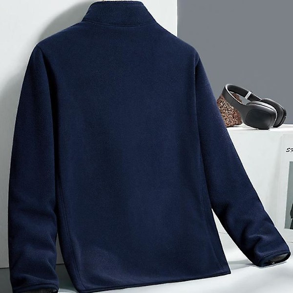 Herre Vinter Fuld-lynlås Tyk Dobbeltsidet Plys Polar Fleece Jakke dark blue L