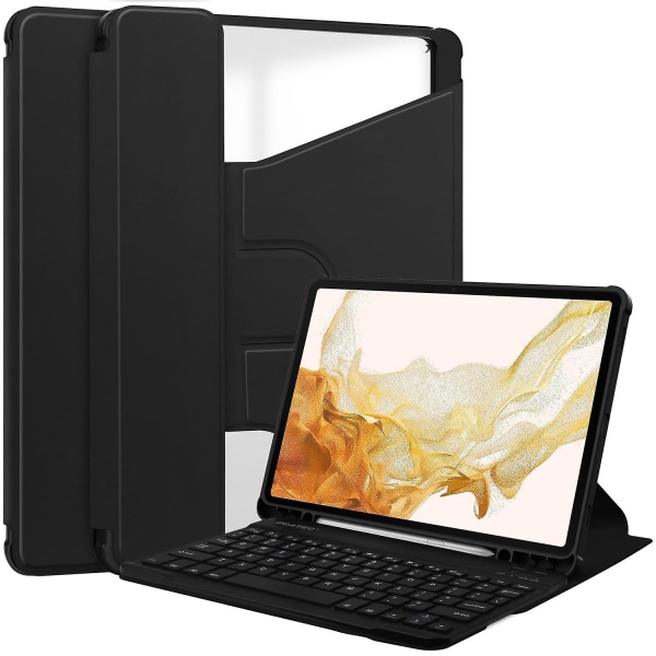 Case med trådlöst tangentbord för Samsung Galaxy Tab S9+ 360° roterande PU-läder+ cover Black