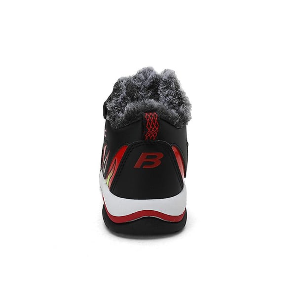Barnens skor vinter plus sammet varma pojkar flickor sportskor Fr638 BlackRed EU 30