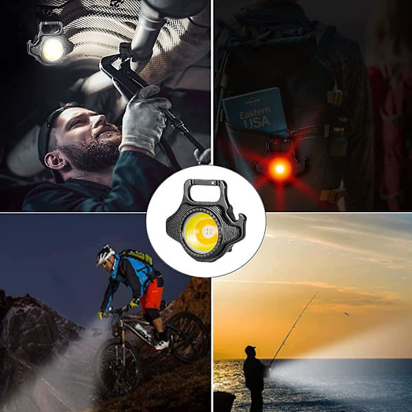 Mini-LED-ficklampa med flasköppnare och superstark 500 mAh magnetisk bas för reparation, nödsituationer, hundpromenader och camping utomhus