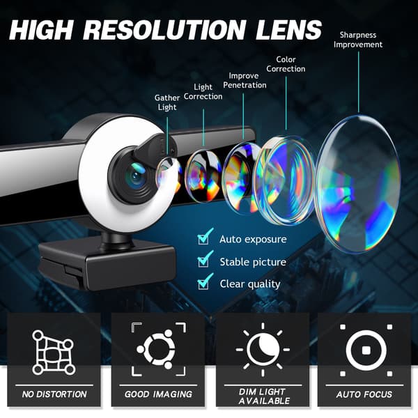 Webkamera Full HD Webkamera Med Mikrofon USB Plugg Web Cam 4K