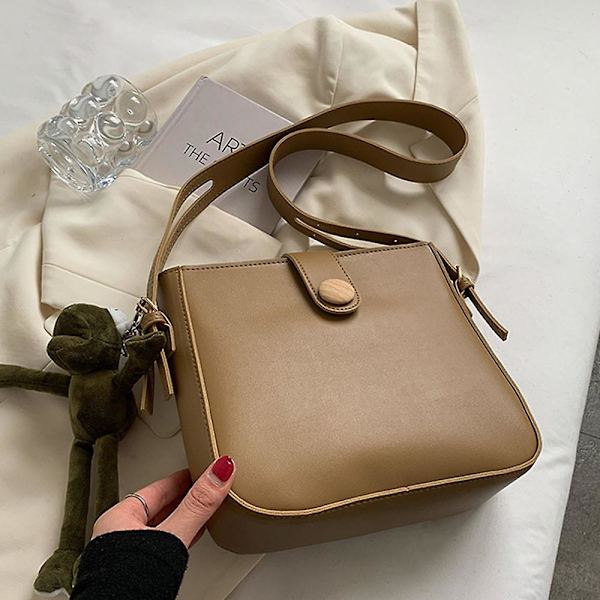 Crossbody Vesker For Stropp Håndveske Crossbody Sling Vesker For Kvinner| Vegansk Skulderveske i Skinn Khaki