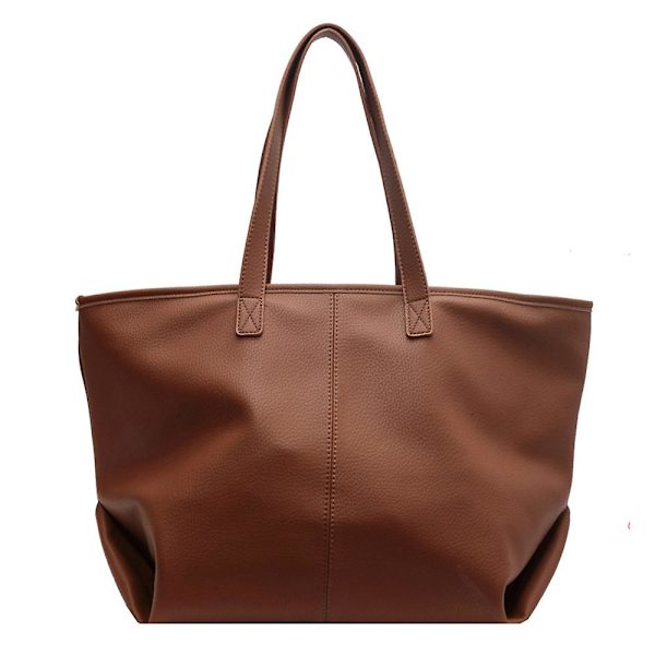 Stor kapacitet Enkel Pu Retro Väska Ny Tote Väska En-axlad Studentväska brown