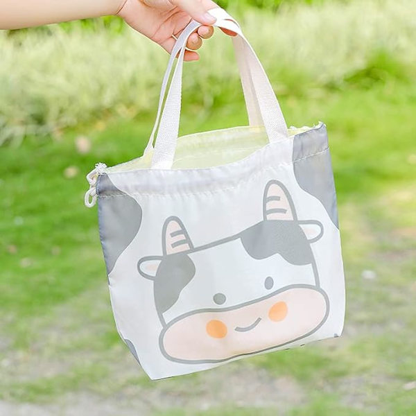 Kawaii Frokosttaske til piger sød isoleret madkasse æstetiske ting Bento køletaske frokost stofpose til skole picnic kontor hvid