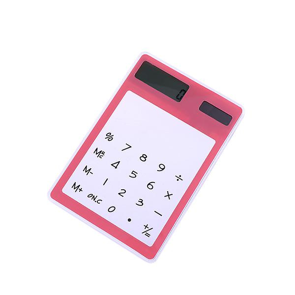 Solcelledrevet lommeregner med transparent touchpanel og LCD-skærm, designet til skole- og kontorartikler (gul) Pink 1pc