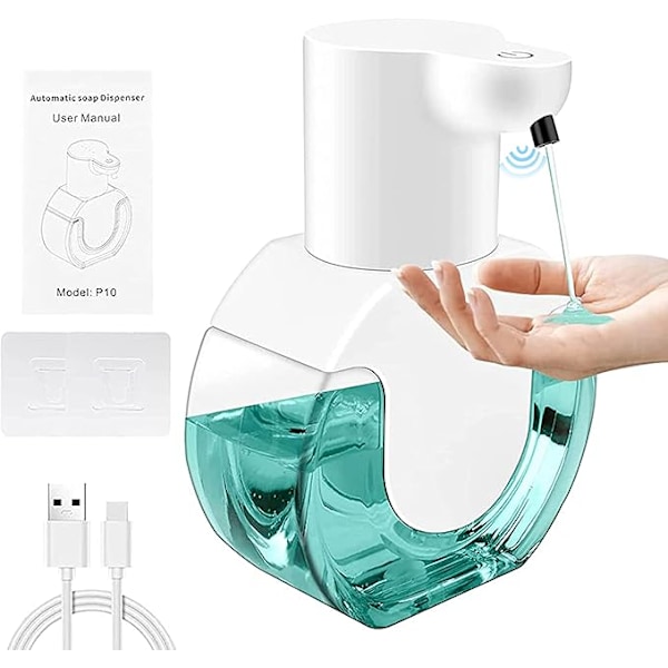 Sæbedispenser automatisk, elektrisk sæbedispenser vægmonteret 420 ml, genopladelig sæbedispenser med kontaktløs infrarød sensor