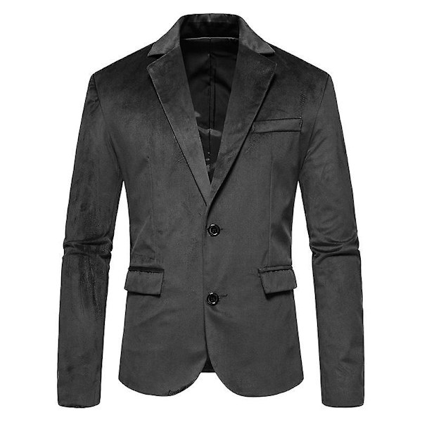 Miesten rento bleiseri, kaksipainikkeinen slim fit -urheilutakki Black L