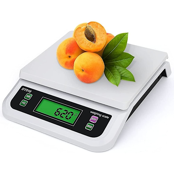 Elektronisk kjøkkenvekt 30kg / 1g. Matvekt Digital Matlaging Hjemmelaging Fruktveiing Multifunksjonsvekt (farge: Hvit. Størrelse: 30kg-1g)