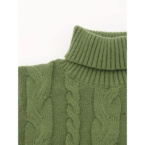 Twist Mønster Rullekrave Pullover Sweater, Casual Langærmet Sweater Til Efterår & Vinter, Dametøj 2XL