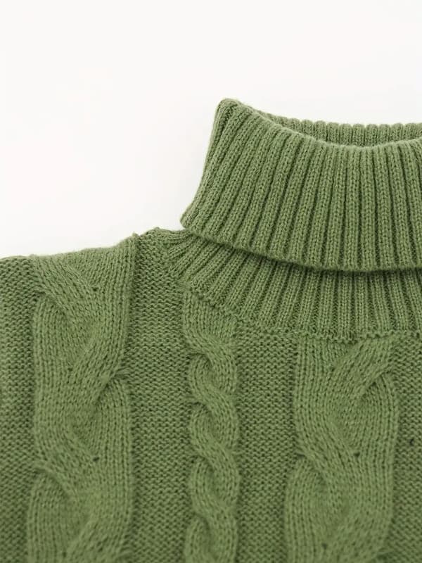Twist Mønster Rullekrave Pullover Sweater, Casual Langærmet Sweater Til Efterår & Vinter, Dametøj S