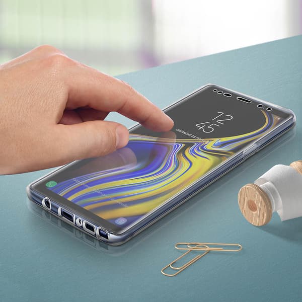 360-deksel for Galaxy Note 9 Fleksibel front og stiv bakside - Transparent