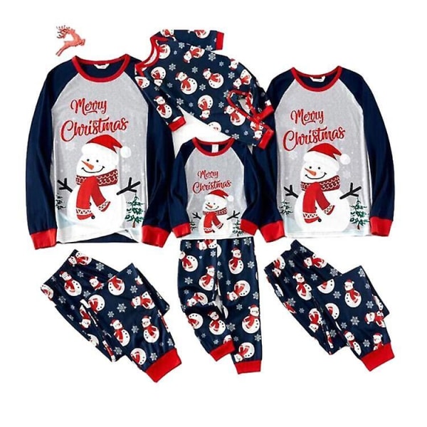 Barn och vuxna jul familj matchande pyjamas pyjamas snögubbe sovkläder pjs set 8T