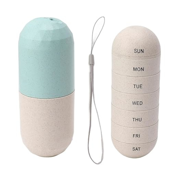 Weekly Medicine Organizer Kompakt Reselåda 4,9X2 med Fack Perfekt Förvaringsställlösning