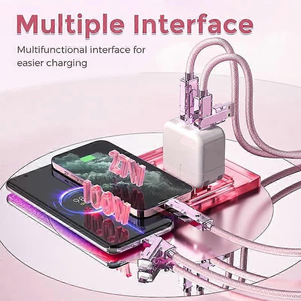 AHASTYLE XC04 1m PD 27W Datakaapeli USB-A/Type-C - Type-C/IP Latauskaapeli - Vihreä Pink