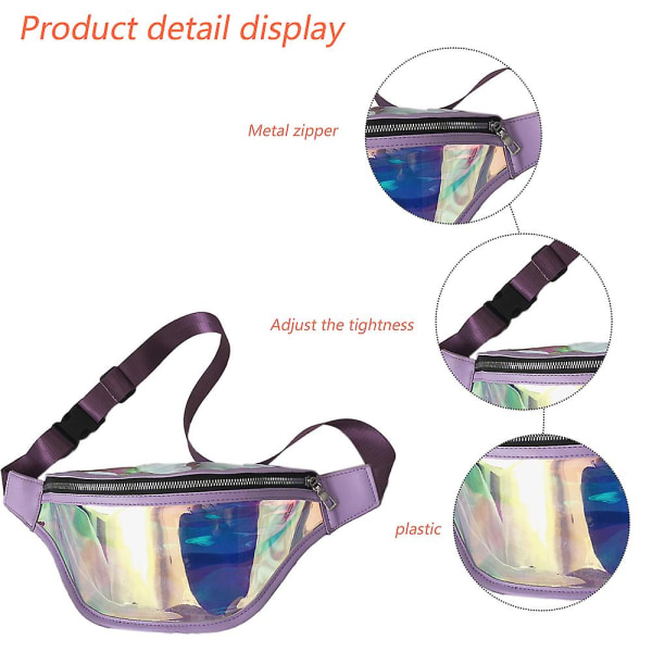 Blank Neon Fanny Pack För Kvinnor Rave Festival Hologram Bum Reseväska Purple