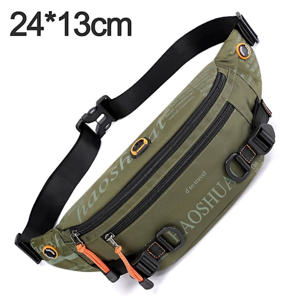 Fanny Pack för män och kvinnor, stor crossbody midjeväska med fickor, justerbar ArmyGreen