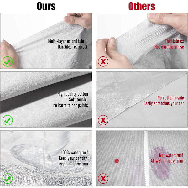 Bilöverdrag utomhus Oxford skyddande automatiskt vattentätt överdrag, sidöppning, anti-UV-snödamm (490x185x150cm)