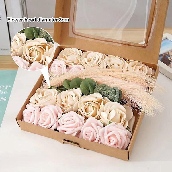 Kunstige Blomster Falske Roser Til DIY Bryllupsbuketter Brudebad Bordpynt Fest Hjem Dekorationer Style 1