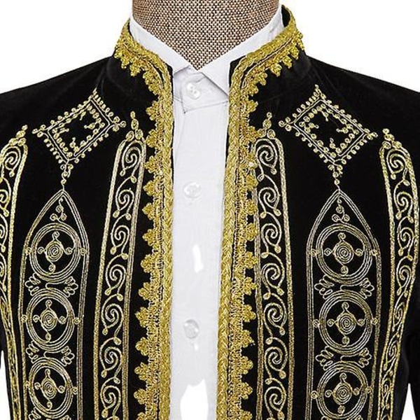Sammetskavaj för män, Slim Fit broderad kavaj kostymjacka XL