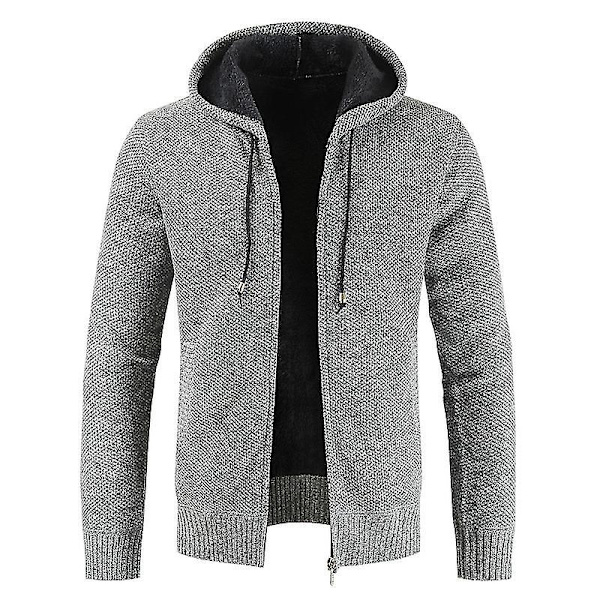 Herre Casual Strik Hættetrøjer Lynlås Hætte Fleece Langærmet Sweatshirt Vinter Opvarmning 4XL Wine Red