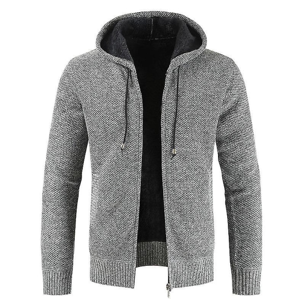 Miesten rento neulehuppari vetoketjulla, fleecevuorella, pitkähihainen collegepaita, lämmin talvella XL Dark Grey