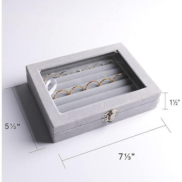 Ringar/örhänge Organizer Fack Med Genomskinligt Lock, 7 Fack Sammetslåda Insats Smycken Förvaringslåda Med Transparent Lock Smycken Display Case Store Showcase