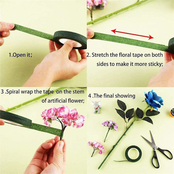 Blomsterarrangemang Kit - Blomstertejp Och Blomstertråd Set 6 Rullar Blomstertejp Stjälk Och 220 St Blomsterstjälkstråd Blomstertråd (18/22/26 Gauge) För Bouque