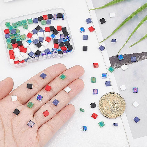 180 stk. 6 Stiler MIYUKI TILA Perler Japanske Frøperler 2-Hulls Matte Ugjennomsiktige Farger Transparent AB Matte