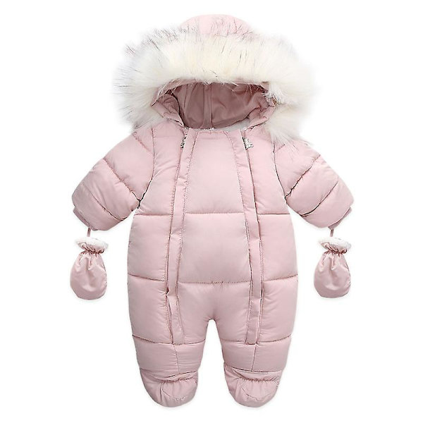 Babyflicka Vinter Snödräkt, Småbarnsjacka Kläder För Pojke Spädbarns Overall Hoodied Pink 12-18Y