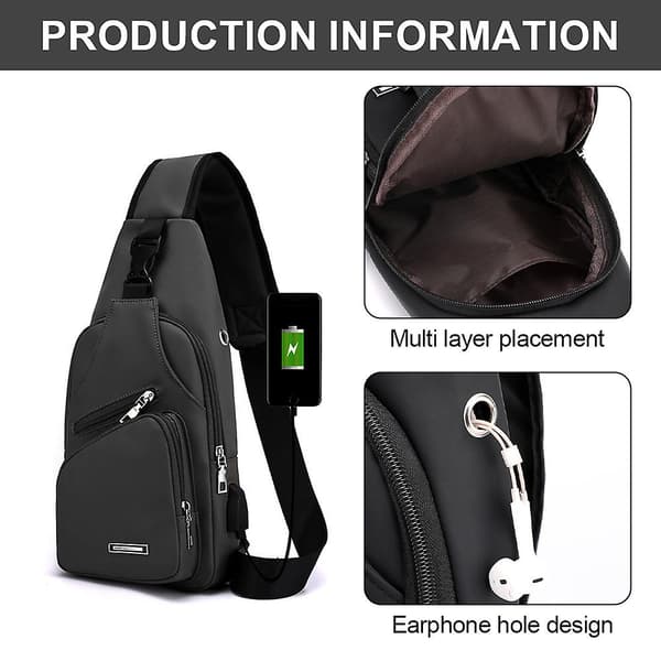 Vandtæt One-shoulder Messenger Taske - Sling Rygsæk Vandrerygsæk black