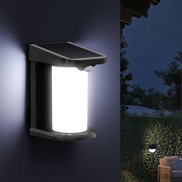 Solarvegglamper med bevegelsessensor, inngangsdørlys med 2 moduser, utendørslykter vanntette for hagegjerde