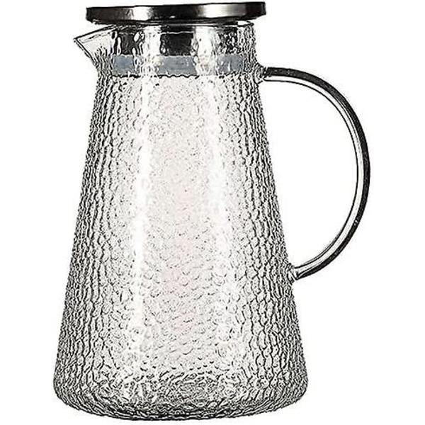 1,9 Liter Diamantmønstret Glaskande Med Låg Og Hældetud - Varmebestandig Vandkande Til Varmt/koldt Vand, Iste Og Juice Drikkevarer