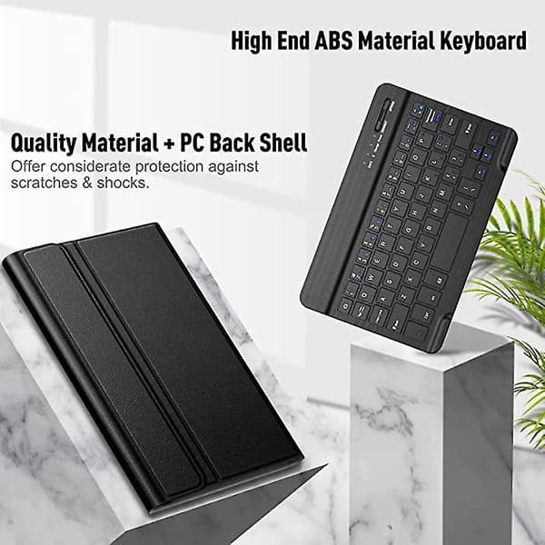 Bluetooth Lysende Tastatur For Tab Galaxy A7 Lite 8.7 Tommer, svart