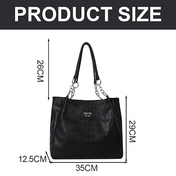 Stor PU læder håndtaske, egnet til pendling til undervisning, joker one-shoulder tote taske black