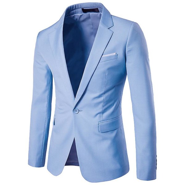 Mænds Casual Sportjakke 1-Knaps Suit Blazer, Slim Fit Daglig Letvægtsjakker Blue M