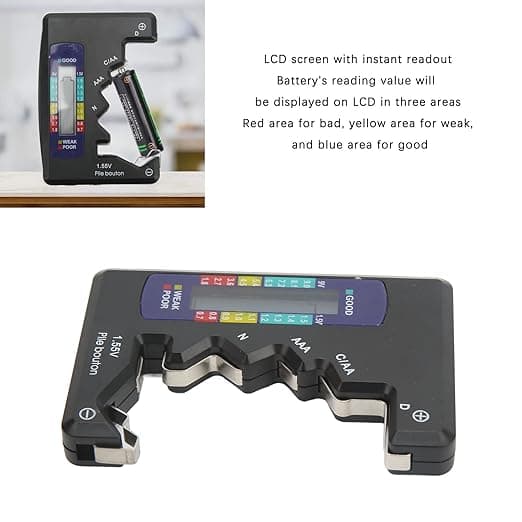 Batterimåler, Batterimonitor med LCD-skærm, Digital Batterikapacitetsmåler Batterikapacitetsmåler Indikator (Sort)
