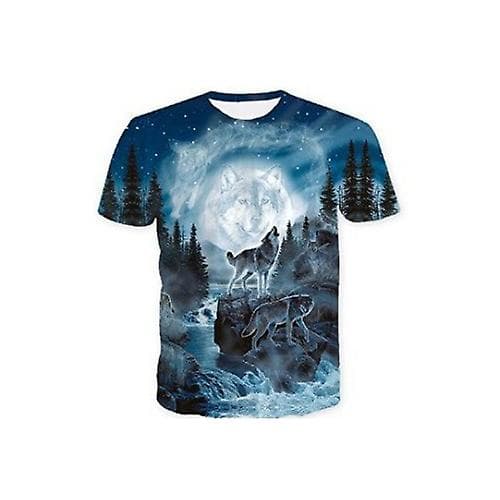 Herr Casual 3d Digitaltryck Rund Hals Kortärmad T-tröja Blue S