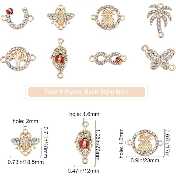 48 st Rhinestone Kopplingar Charm Länkar Charm