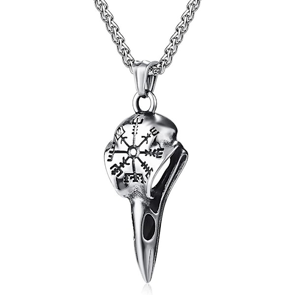 Smycken för män  Nordiska runor Ravn Skalle Varg Amulett Hänge