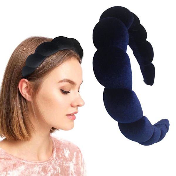 Svampe Bredbrem Hårbøyle Sklisikker Hårnål Legering Hodebånd For Jenter Kvinner Kjærester Dark Blue