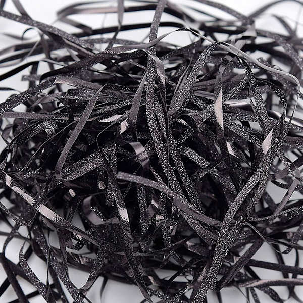 Glitter Raffia Papirstrimler & Tråder Konfetti For DIY Gaveinnpakning & Kurvfylling black