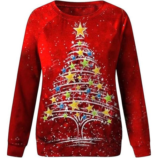 Langærmede juletoppe til kvinder, løse og behagelige O-hals pullovers style 3 S
