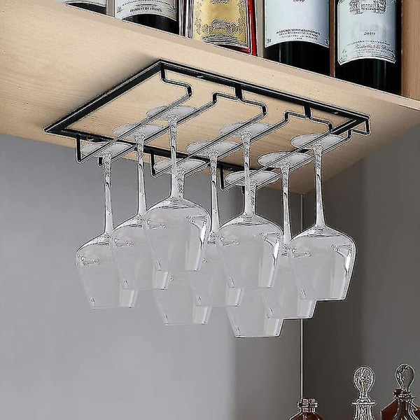 2 Pakning 3 Rad Vinglassholder Under Skap Stamware Vinglassholder Glass Oppbevaring Henger Metall Organizer For Bar Kjøkken Gold-2PC