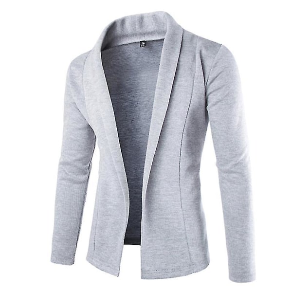 Herre Solid Blazer Cardigan Langermet Casual Slim Fit Genser Jakke Strikkejakke 2XL C