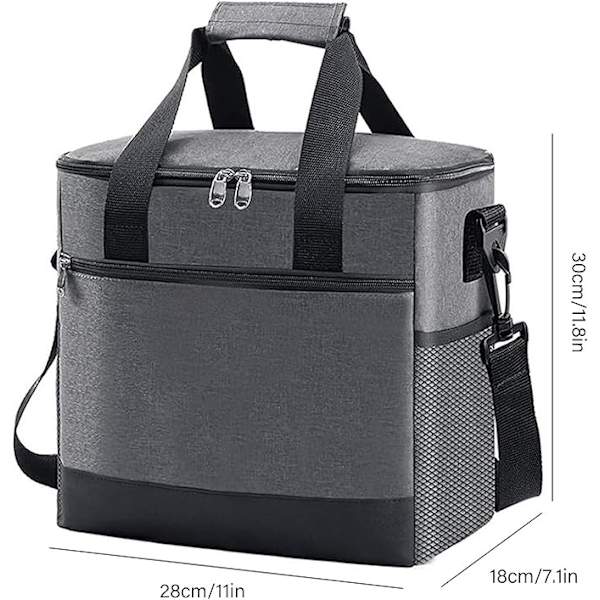 Grå Isolerad Lunchväska Oxford-duk Multifunktionell Bärbar Vikbar Premium Soft Cooler Termisk Cooler Läckagesäker Kylväska För Lunchpicknick