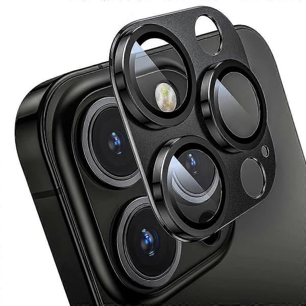 Kamerabeskyttelse til iPhone 16 Pro/16 Pro Max, aluminiumslegering + hærdet glas - Sølv Brown