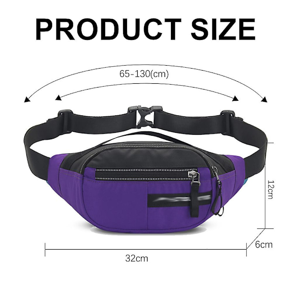 Hydrering löpbälte för justerbar rem midjeväska lämplig för vandring löpning jogging camping purple