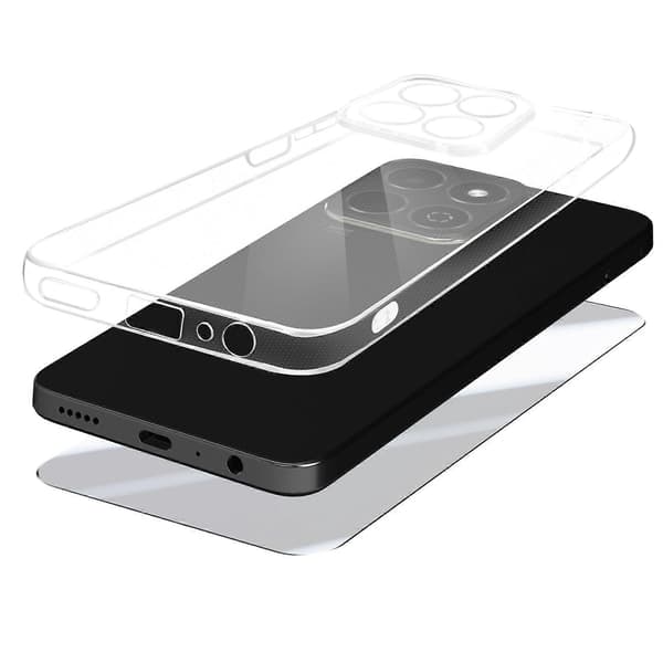 Beskyttelsespakke til Honor 200 Smart Soft Shell og hærdet glas, Transparent